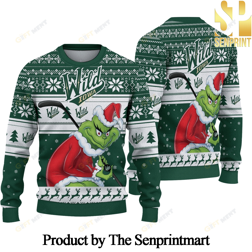 Iowa Wild Grinch Knitting Pattern Ugly Christmas Holiday Sweater SEN0709