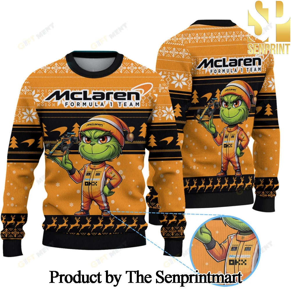 McLaren F1 Team x Grinch Knitting Pattern Ugly Christmas Sweater SEN0162