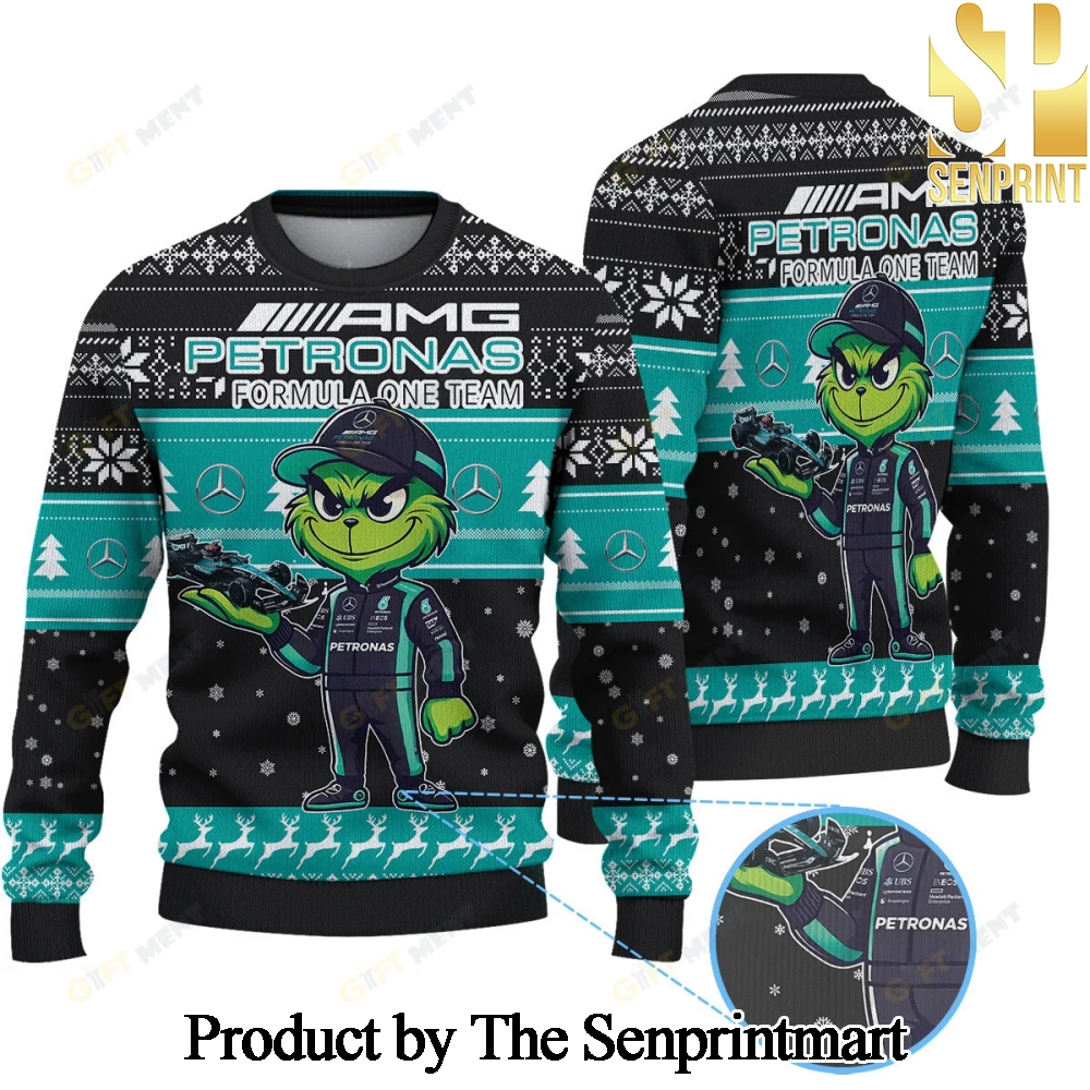 Mercedes AMG Petronas F1 Team x Grinch Ugly Christmas Holiday Sweater SEN0159