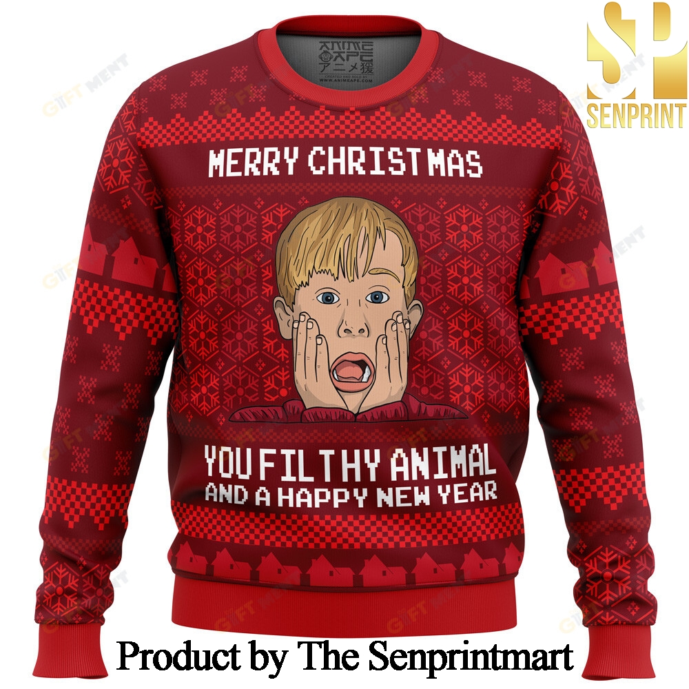 Merry Christmas Home Alone For Christmas Gifts Ugly Christmas Wool Knitted Sweater SEN0316