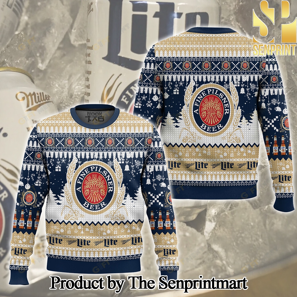 Miller Lite Knitting Pattern 3D Print Ugly Sweater SEN0386