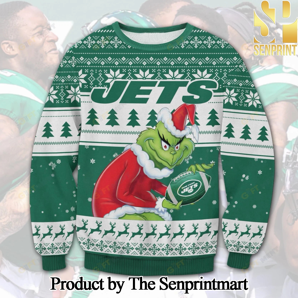 New York Jets Grinch Ugly Christmas Holiday Sweater SEN0726