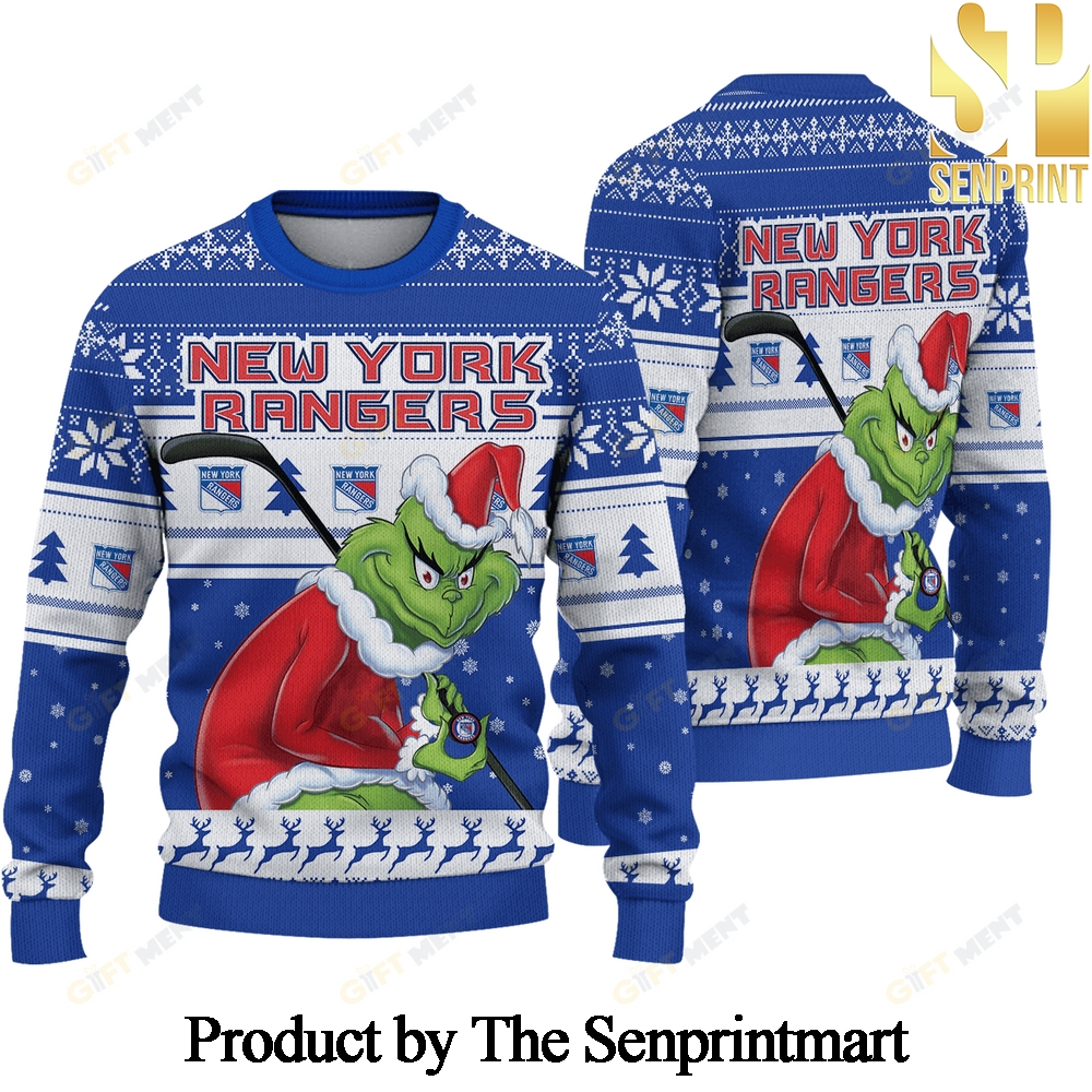 New York Rangers Knitting Pattern Ugly Christmas Holiday Sweater SEN0562