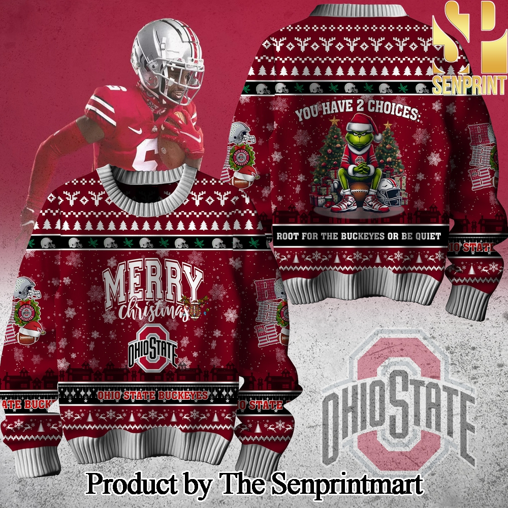 Ohio State Buckeyes For Christmas Gifts Ugly Xmas Wool Knitted Sweater SEN0149