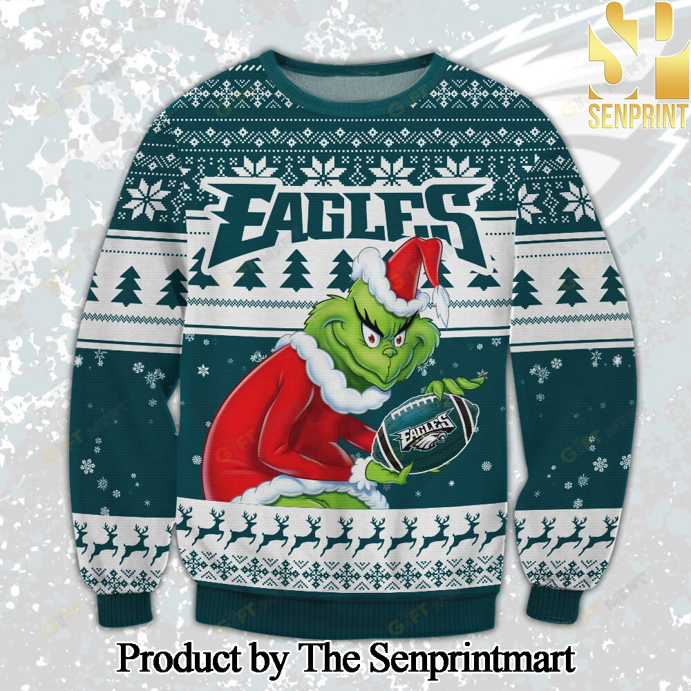 Philadelphia Eagles Grinch Knitting Pattern Ugly Christmas Sweater SEN0750