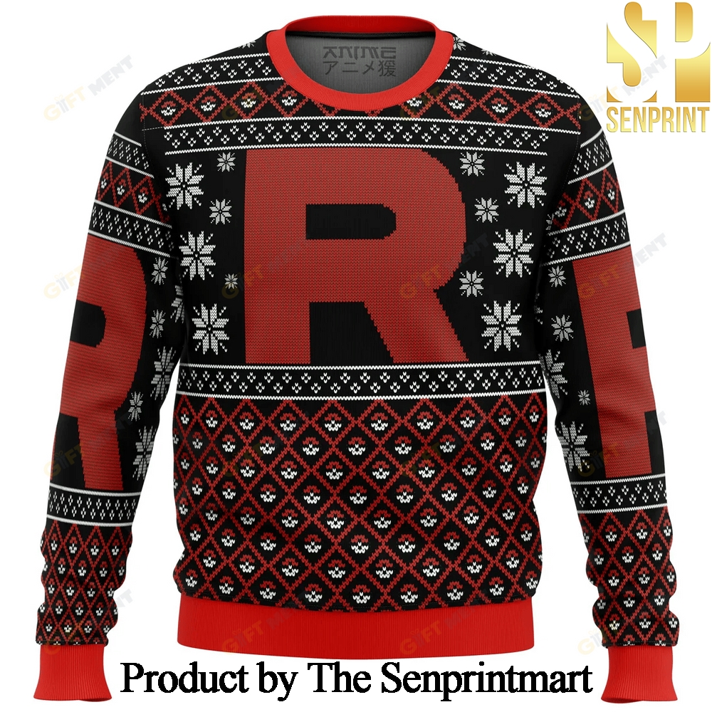 Pokemon Team Rocket Red Black Ugly Wool Sweater SEN0271