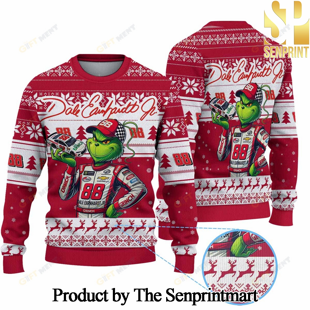 Premium Dale Earnhardt Jr Grinch Knitting Pattern 3D Print Ugly Sweater SEN0134