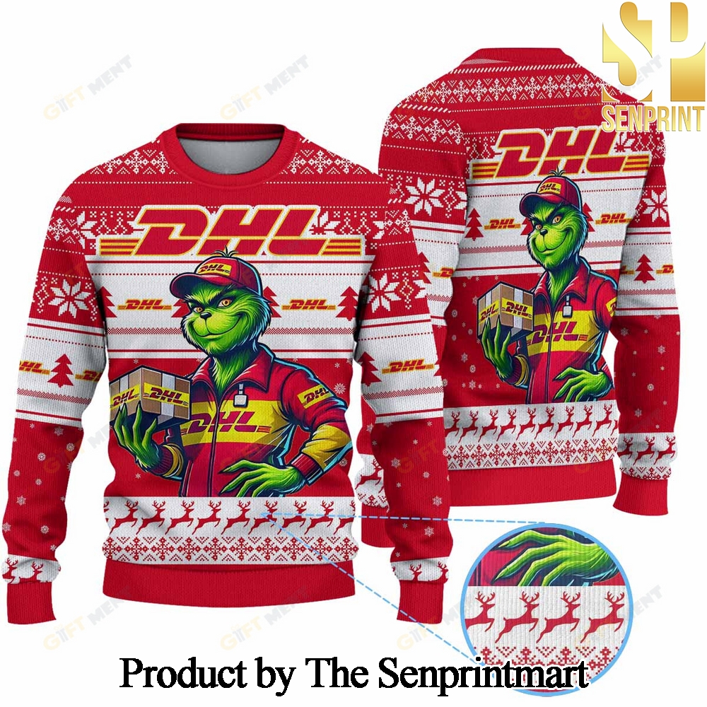 Premium DHL Grinch Ugly Christmas Wool Knitted Sweater SEN0157