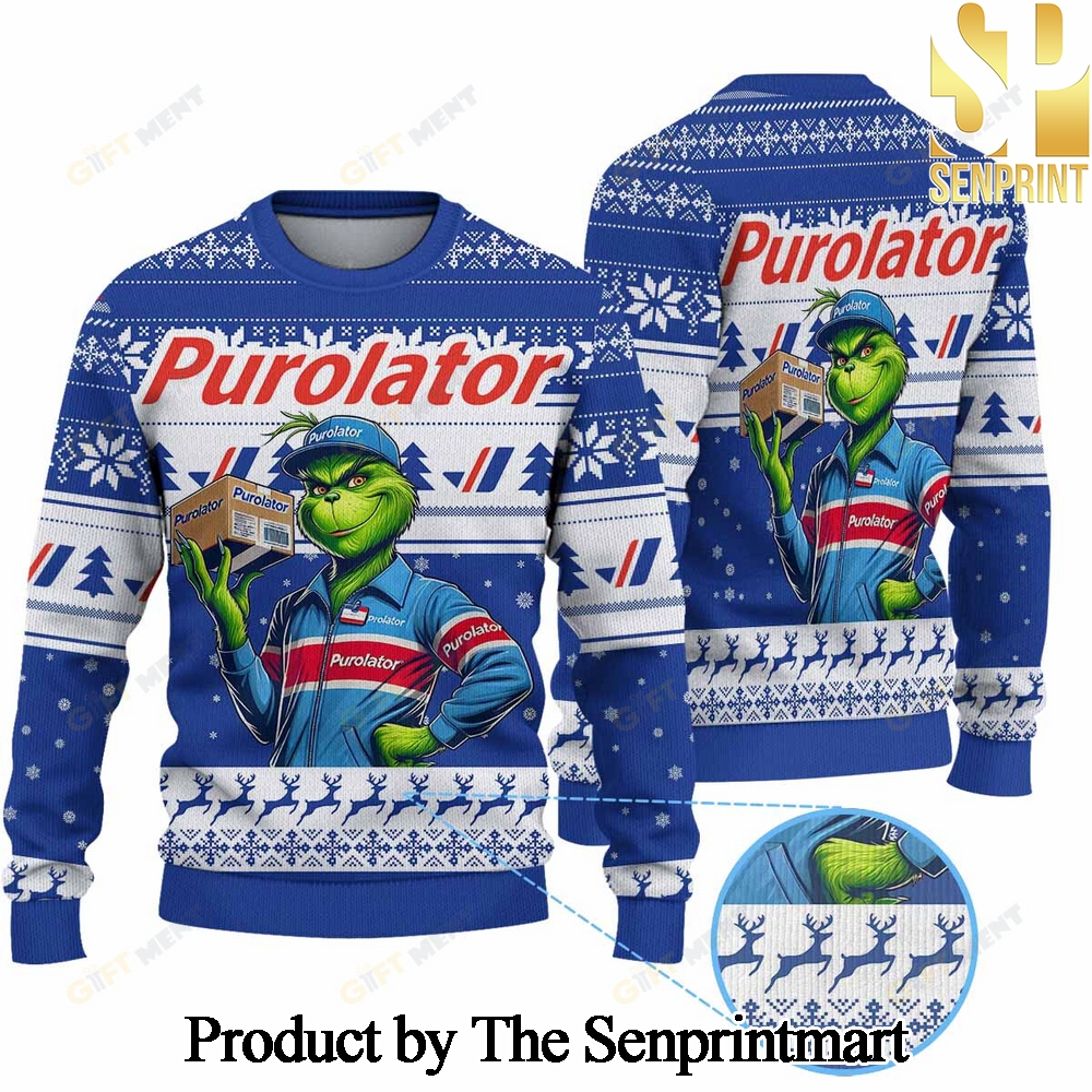 Premium Purolator Grinch Knitting Pattern 3D Print Ugly Sweater SEN0155