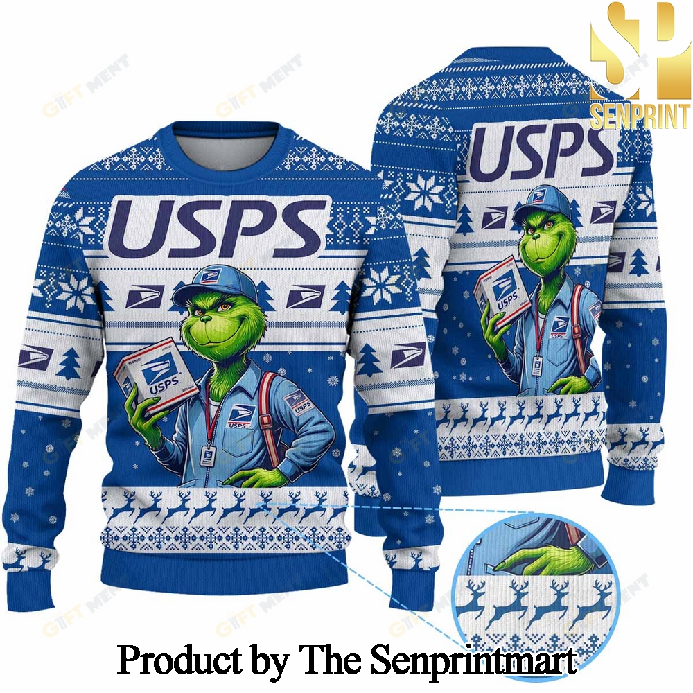 Premium USPS Grinch For Christmas Gifts Knitting Pattern Sweater SEN0153