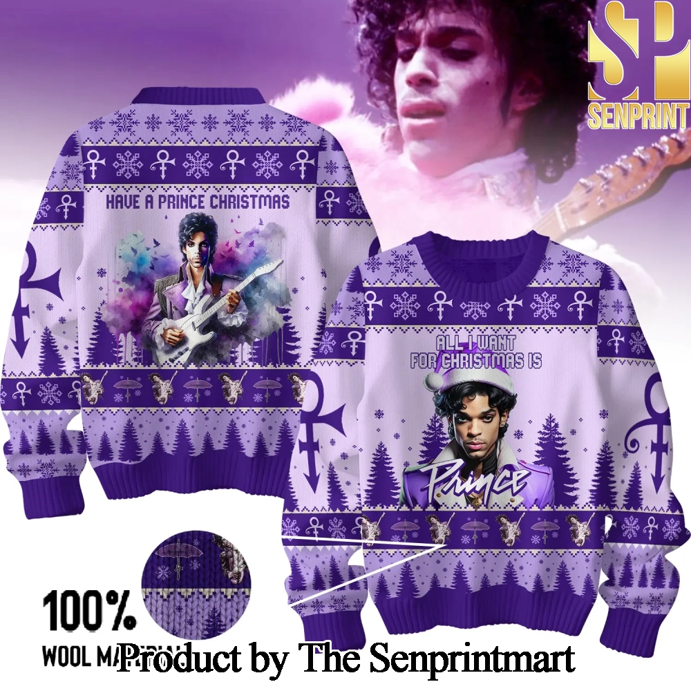 Prince Knitting Pattern 3D Print Ugly Sweater SEN0155