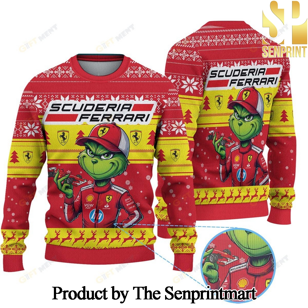 Scuderia Ferrari x Grinch Christmas Ugly Wool Knitted Sweater SEN0160