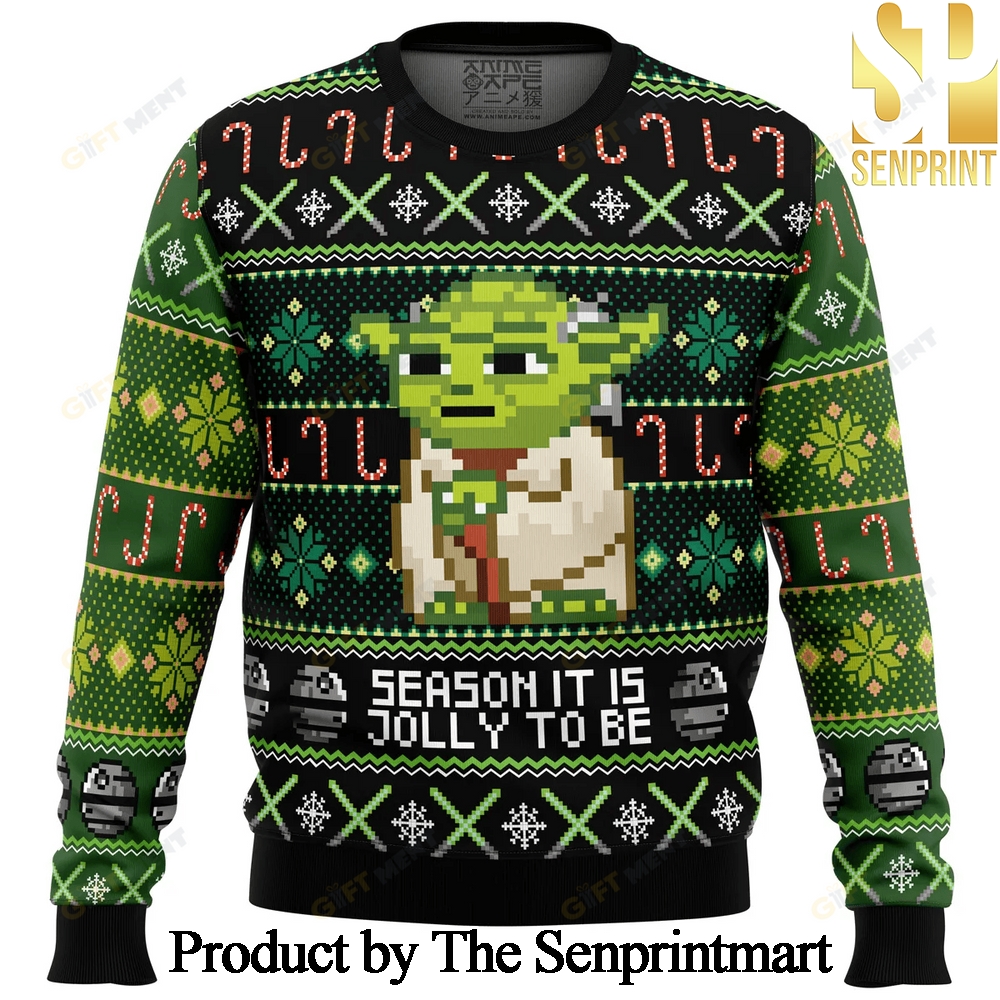 Season It Is Jolly To Be Yoda For Christmas Gifts Ugly Xmas Wool Knitted Sweater SEN0191