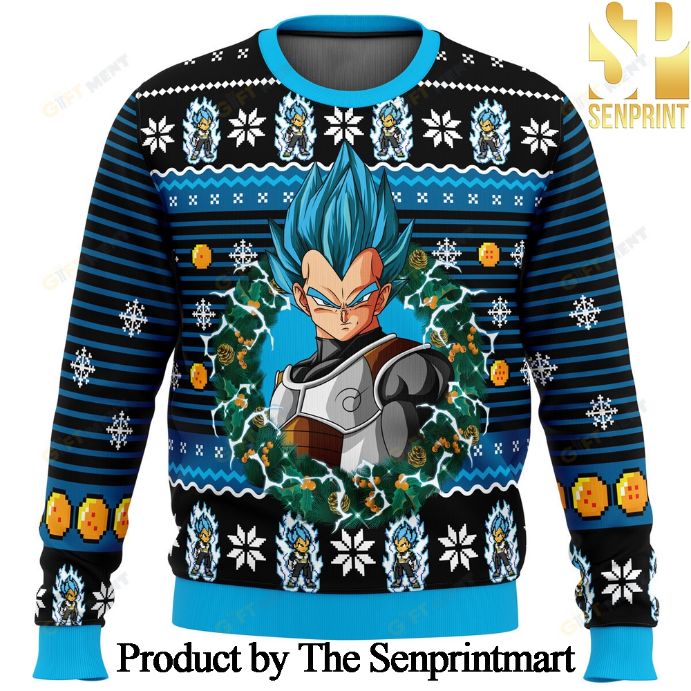 Super Saiyan Blue Vegeta Wool Holiday Sweater SEN0333