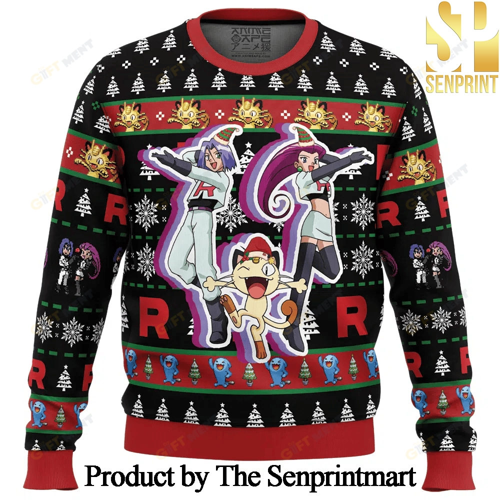 Team Rocket Pokemon Knitting Pattern Ugly Christmas Holiday Sweater SEN0247