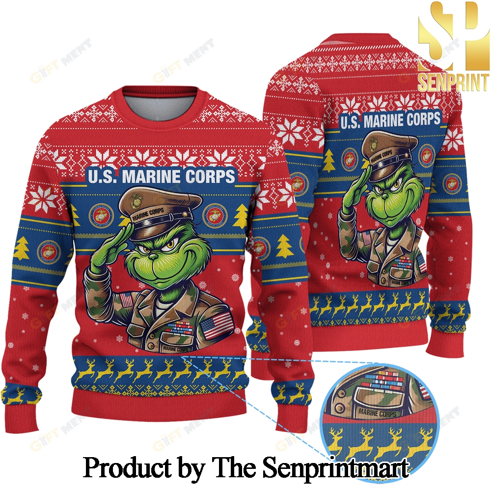 United States Marine Corps x Grinch 3D Printed Ugly Christmas Sweater SEN0119