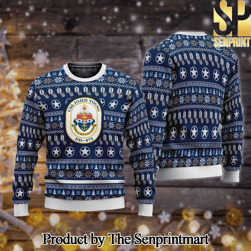 USS John Young DD 973 Woolen Christmas Ugly Sweater SEN0542