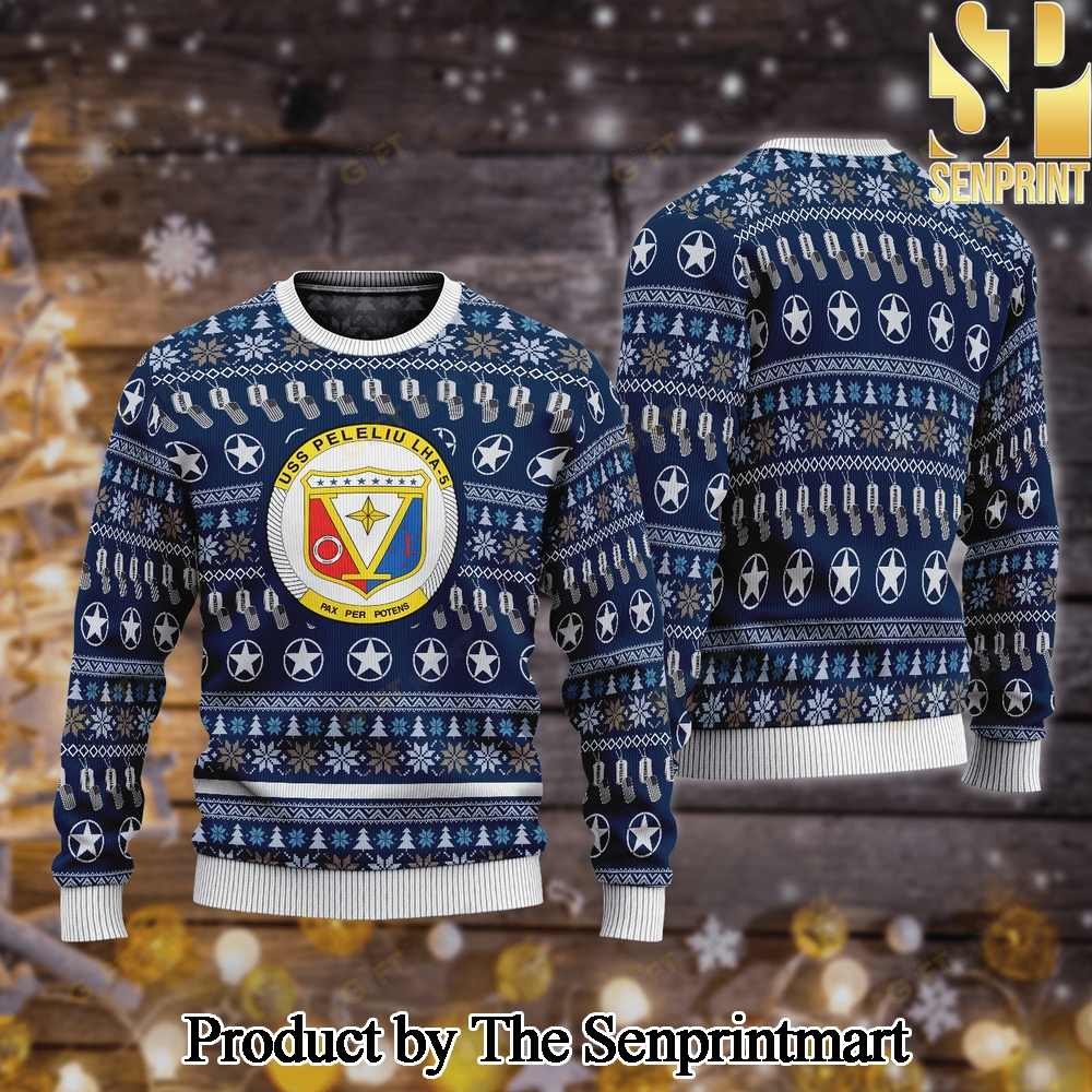 USS Peleliu LHA 5 Knitting Pattern 3D Print Ugly Sweater SEN0512