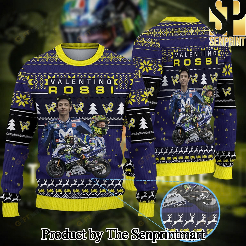 Valentino Rossi Knitting Pattern 3D Print Ugly Sweater SEN0113