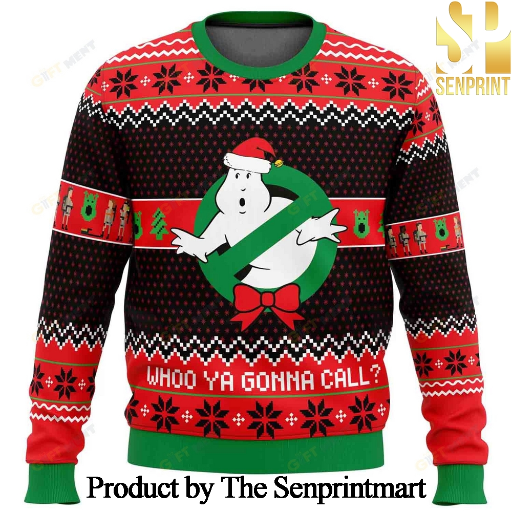 Who you gonna call_ Ghostbusters Christmas Knitting Pattern 3D Print Ugly Sweater SEN0344