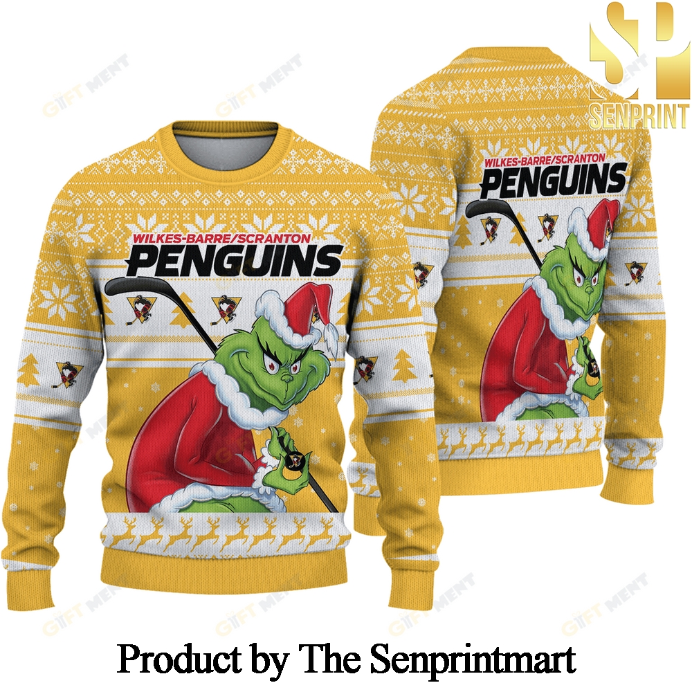 Wilkes-BarreScranton Penguins Grinch For Christmas Gifts Knitting Pattern Sweater SEN0699