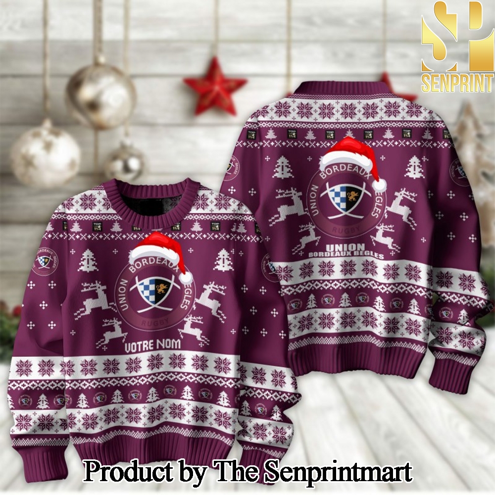 TOP 14 Rugby Union Union Bordeaux Begles Woolen Christmas Ugly Sweater SEN2226