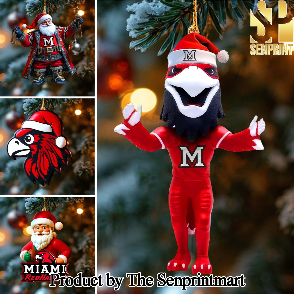 Miami RedHawks Gift Ideas Full Printed Christmas Figurine Ornaments SEN0924