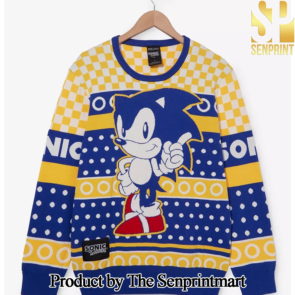 Sonic the Hedgehog Gold Rings Portrait Holiday Sweater SEN1319