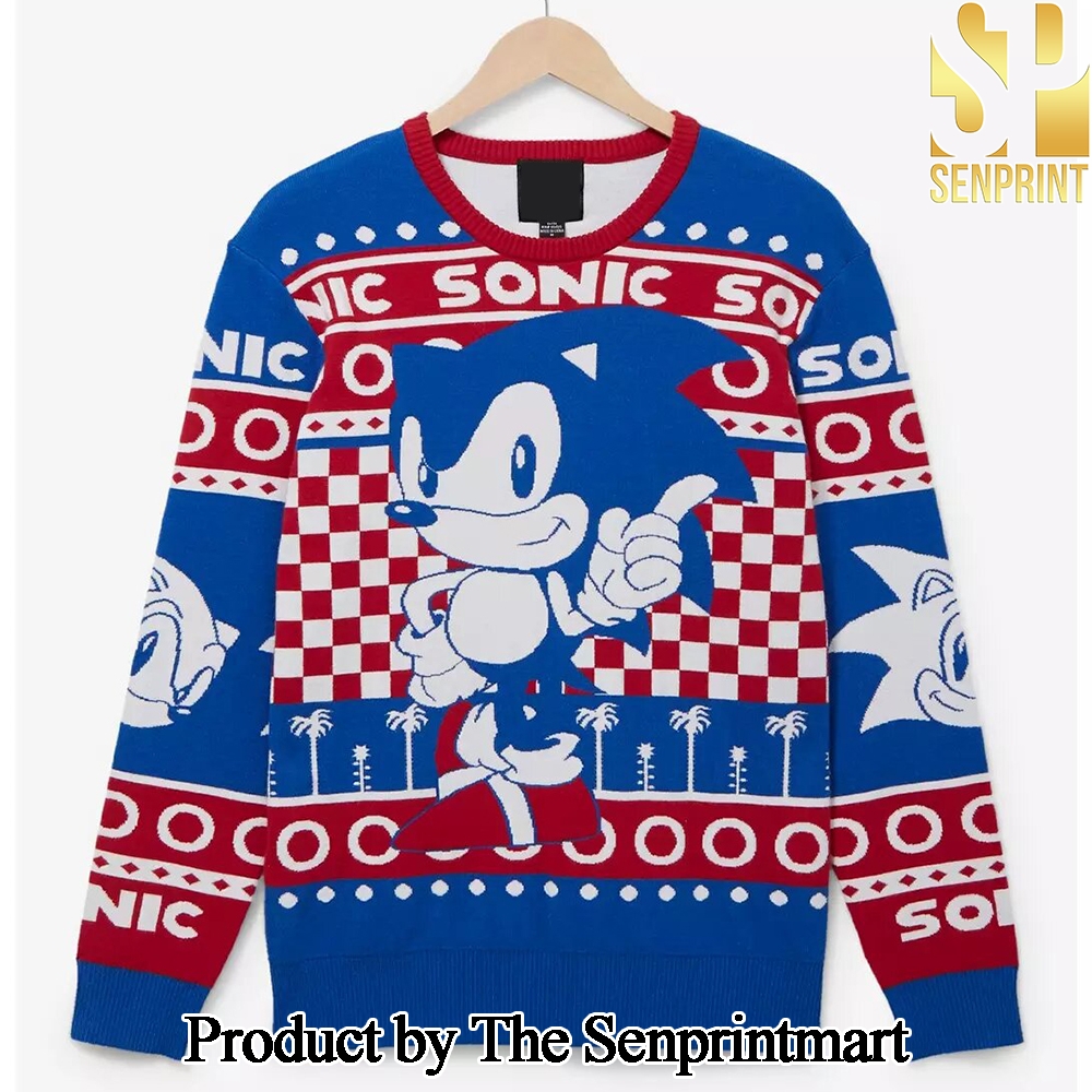 Sonic the Hedgehog Tonal Portrait For Christmas Gifts Ugly Xmas Wool Knitted Sweater SEN1322