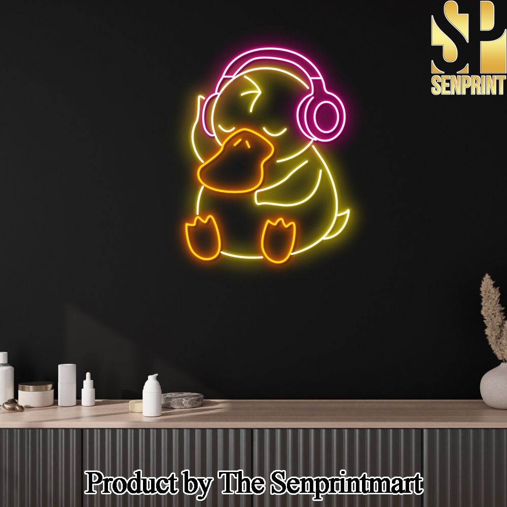 Chibi Duck With Earphone Furniture Decor Neon Led Sign SEN1714