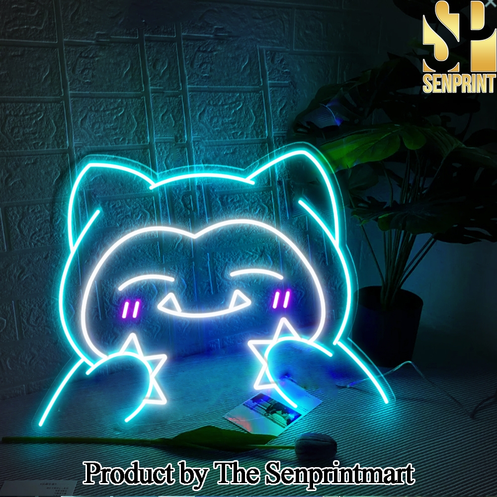 Pokemon Cute Snorlax Wall Art Decor Neon Led Sign SEN1751