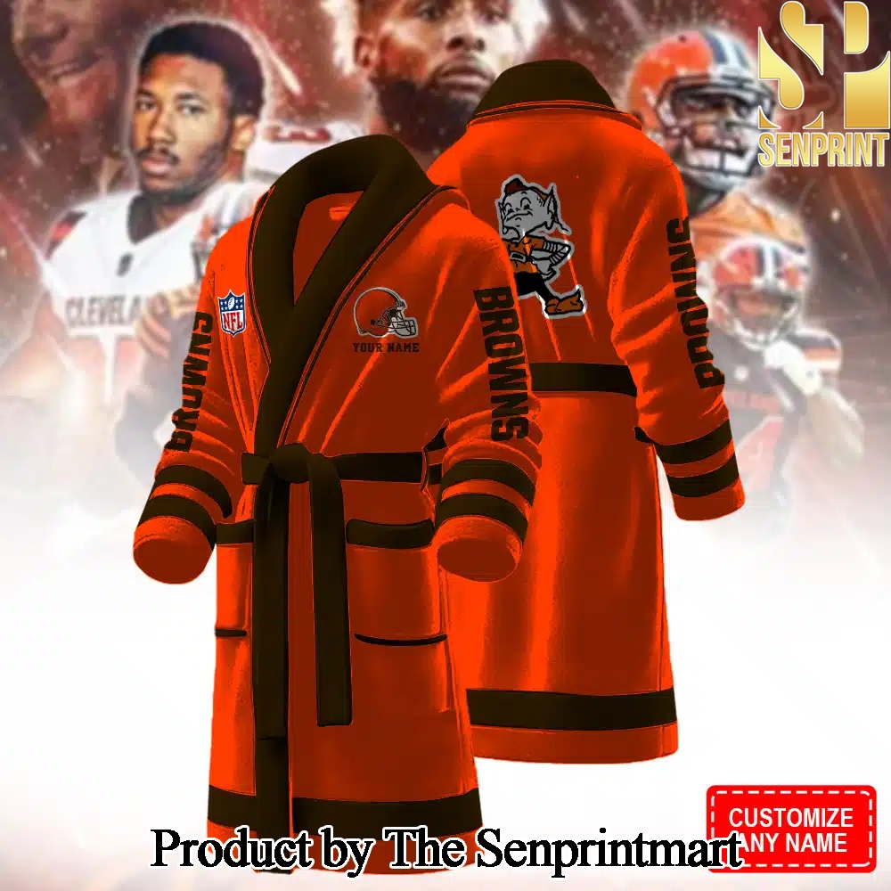 Cleveland Browns For Sport Fan All Over Printed Bathrobe