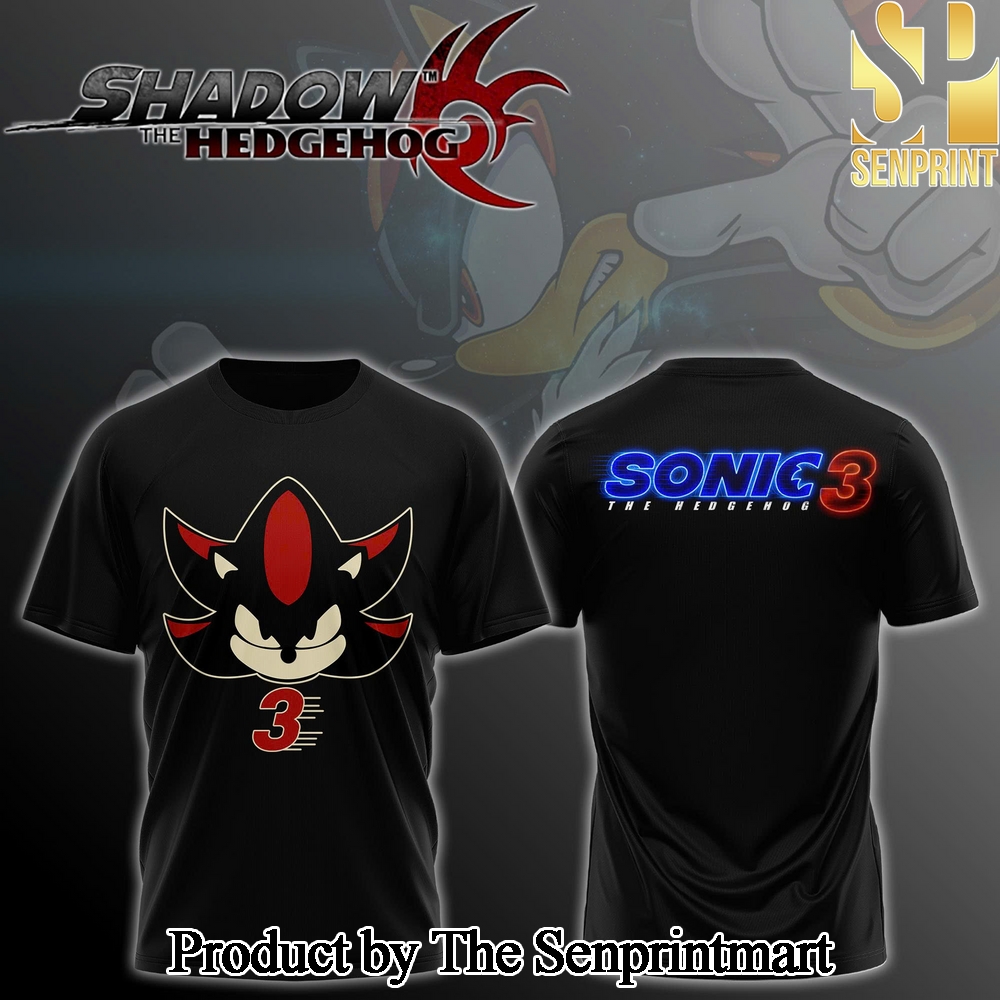 Sonic the Hedgehog The Sonic Movie 3 Sonic Tshirt Logo Black SEN2616