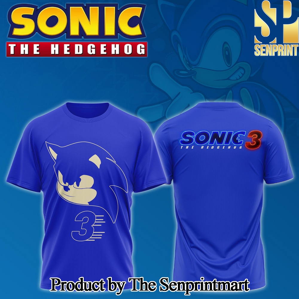 Sonic the Hedgehog The Sonic Movie 3 Sonic Tshirt Logo Blue SEN2615