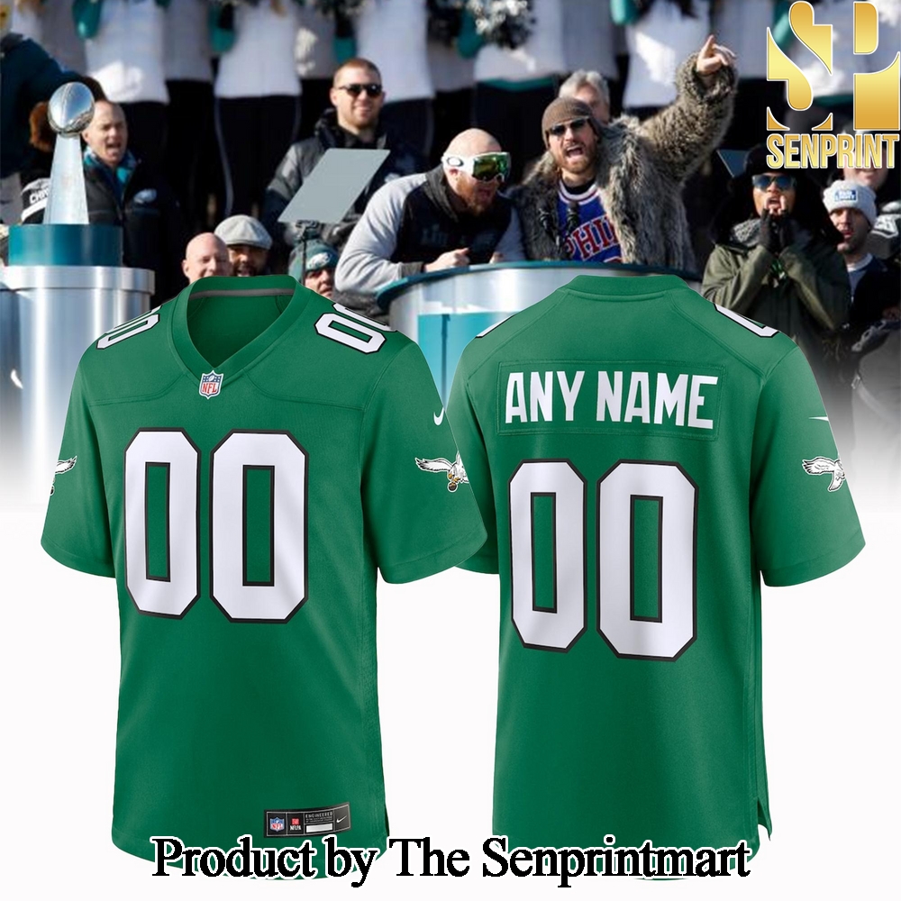 Kelly Green Philadelphia Eagles Alternate Custom Game Jersey SEN2746