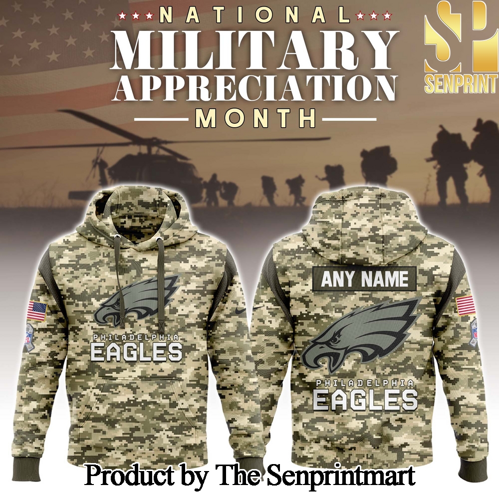 Philadelphia Eagles 2024 Salute to Service Club Camo For Fans Full Printed Hoodie SEN2742