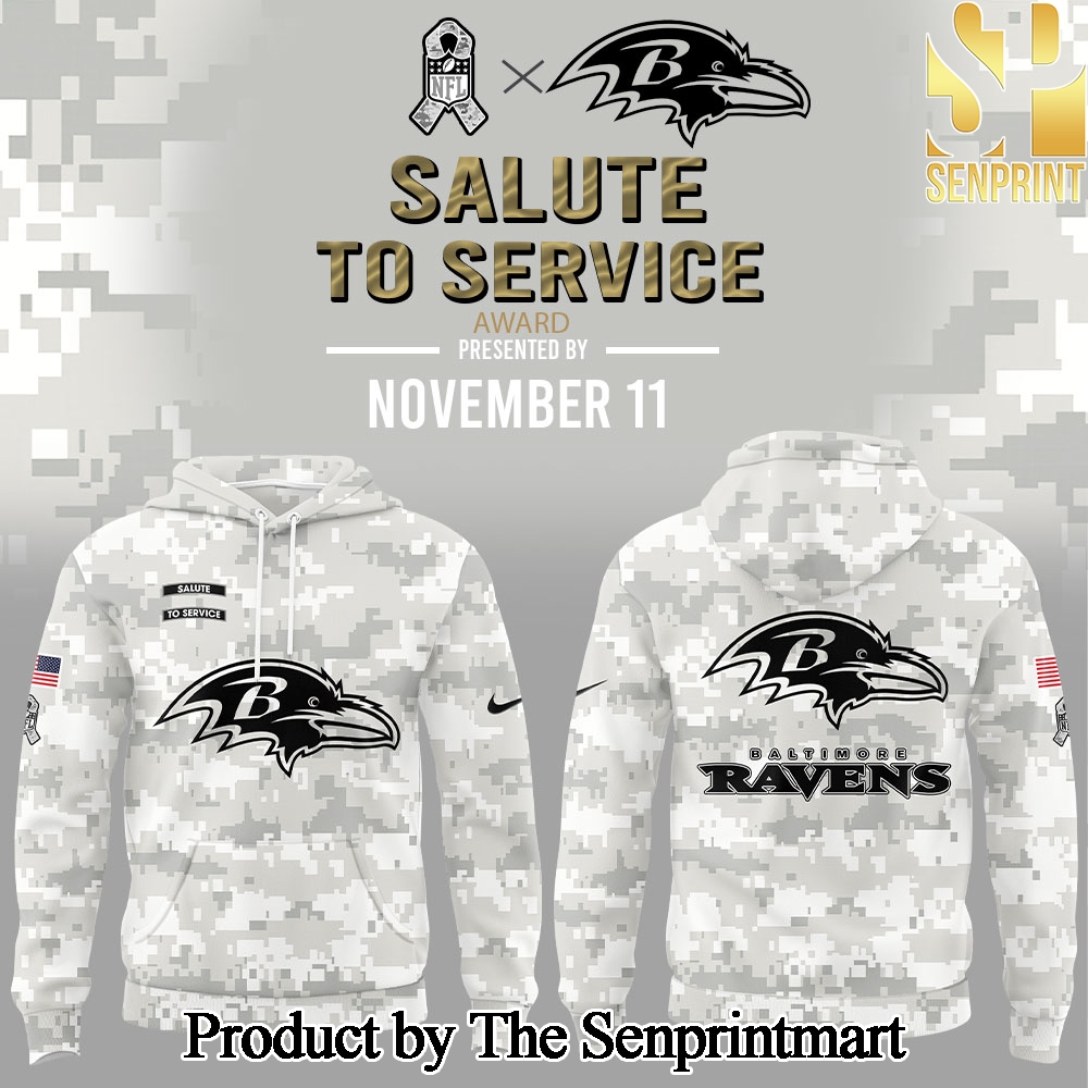 Arctic Camo Baltimore Ravens Salute to Service Club For Sport Fans 3D Hoodie Set SEN2715