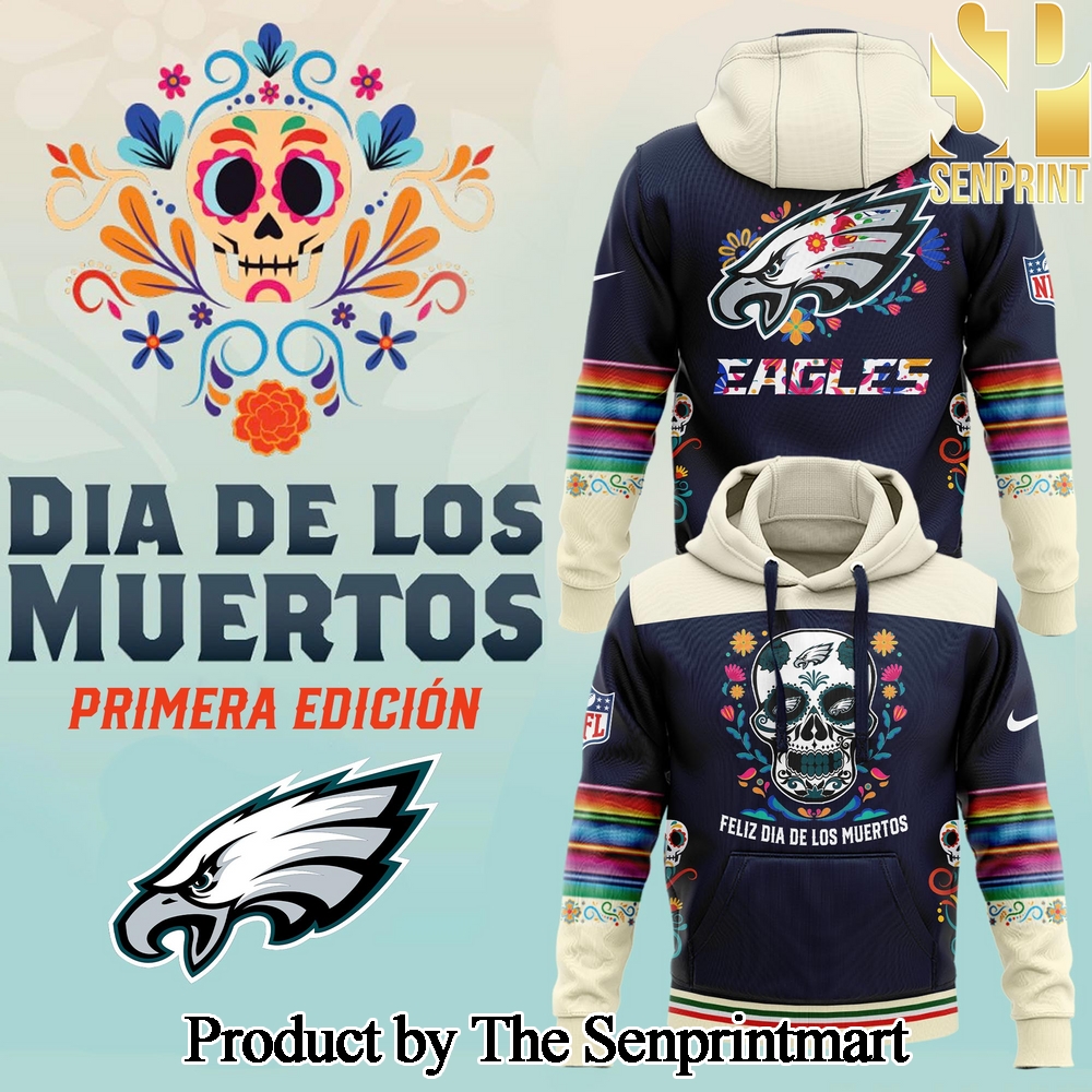 Philadelphia Eagles Dia de Muertos For Fans Full Printed Hoodie SEN2744