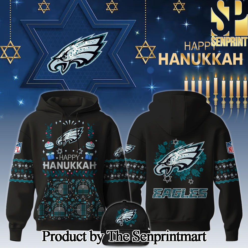 Philadelphia Eagles Hanukkah For Fans Full Printed Hoodie 2024 SEN2741