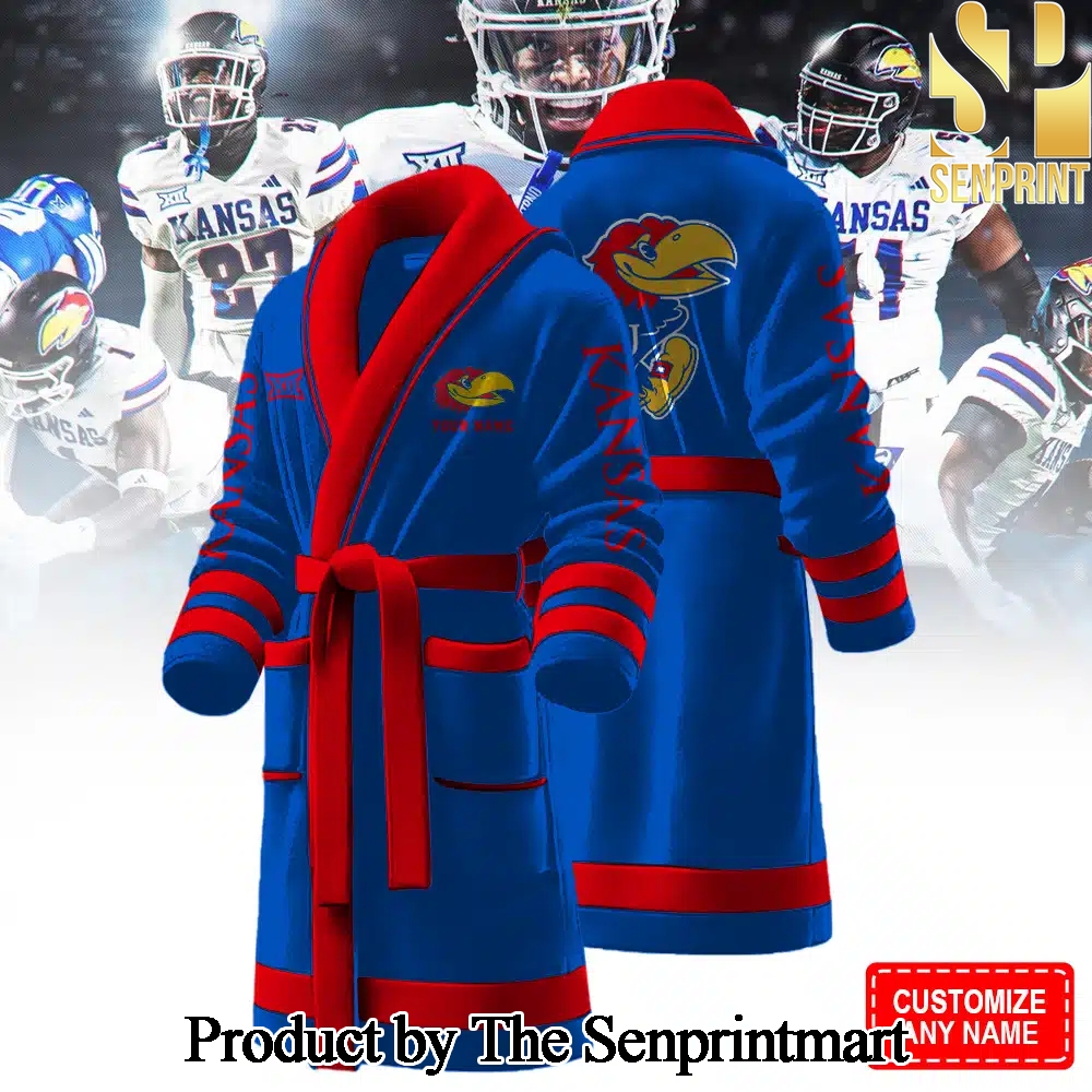 Kansas Jayhawks For Sport Fans Full Printing Bathrobe