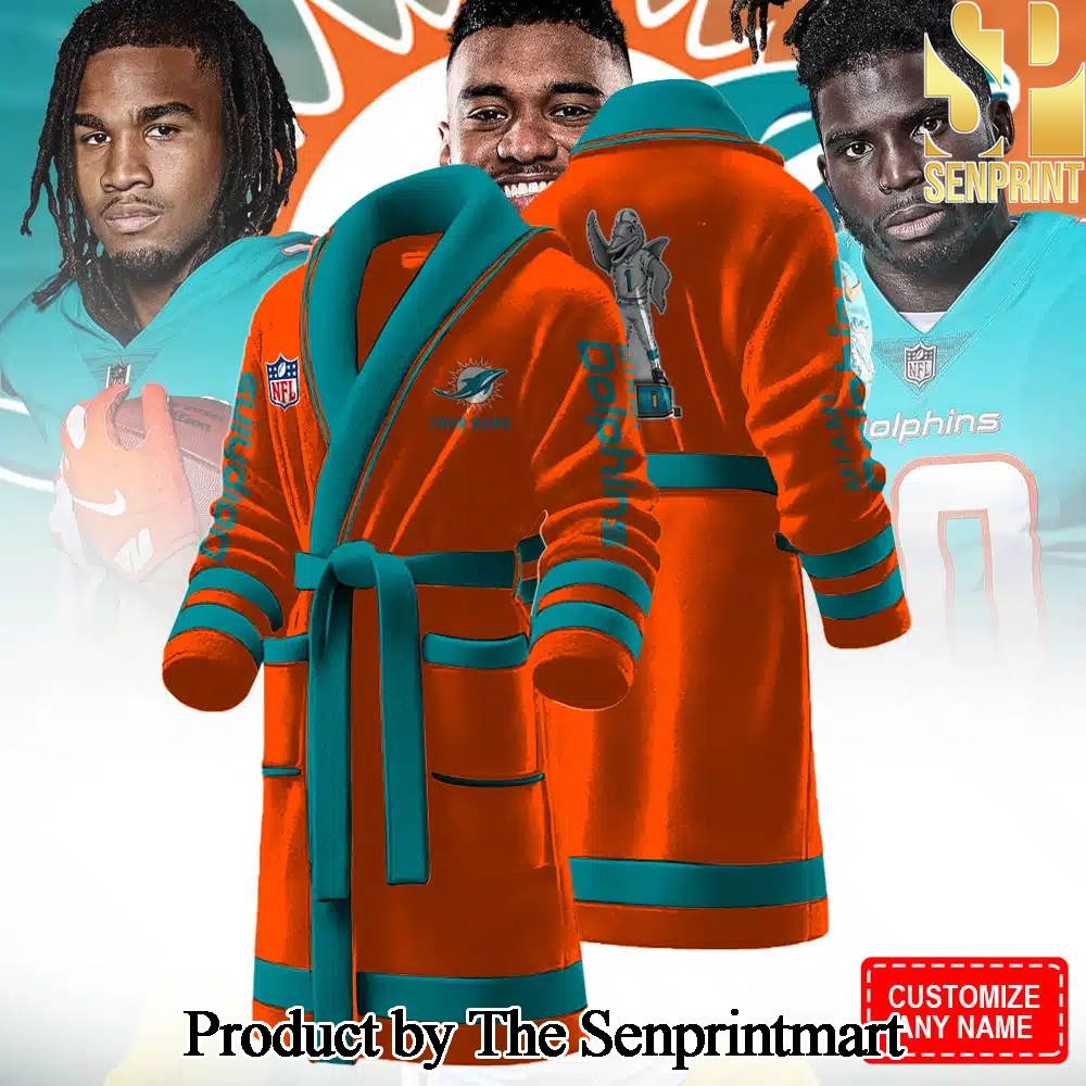 Miami Dolphins For Sport Fan All Over Printed Bathrobe