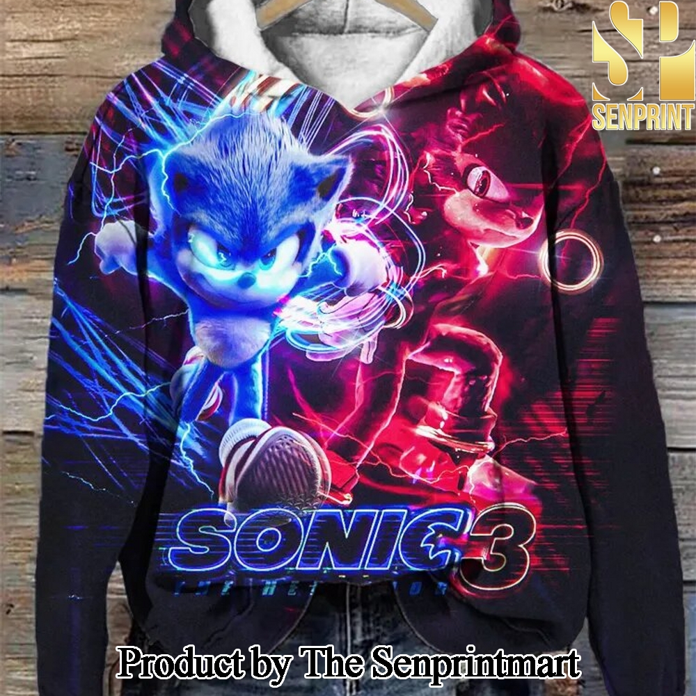 Anime Hedgehog Movie Inspired Print Cozy Hoodie SEN2956