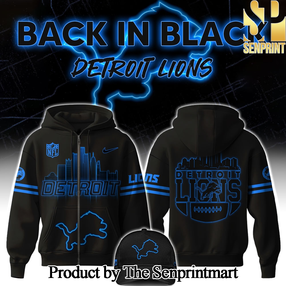 Detrois Lions 2024 Back In Black For Fans Zip Hoodie SEN0229