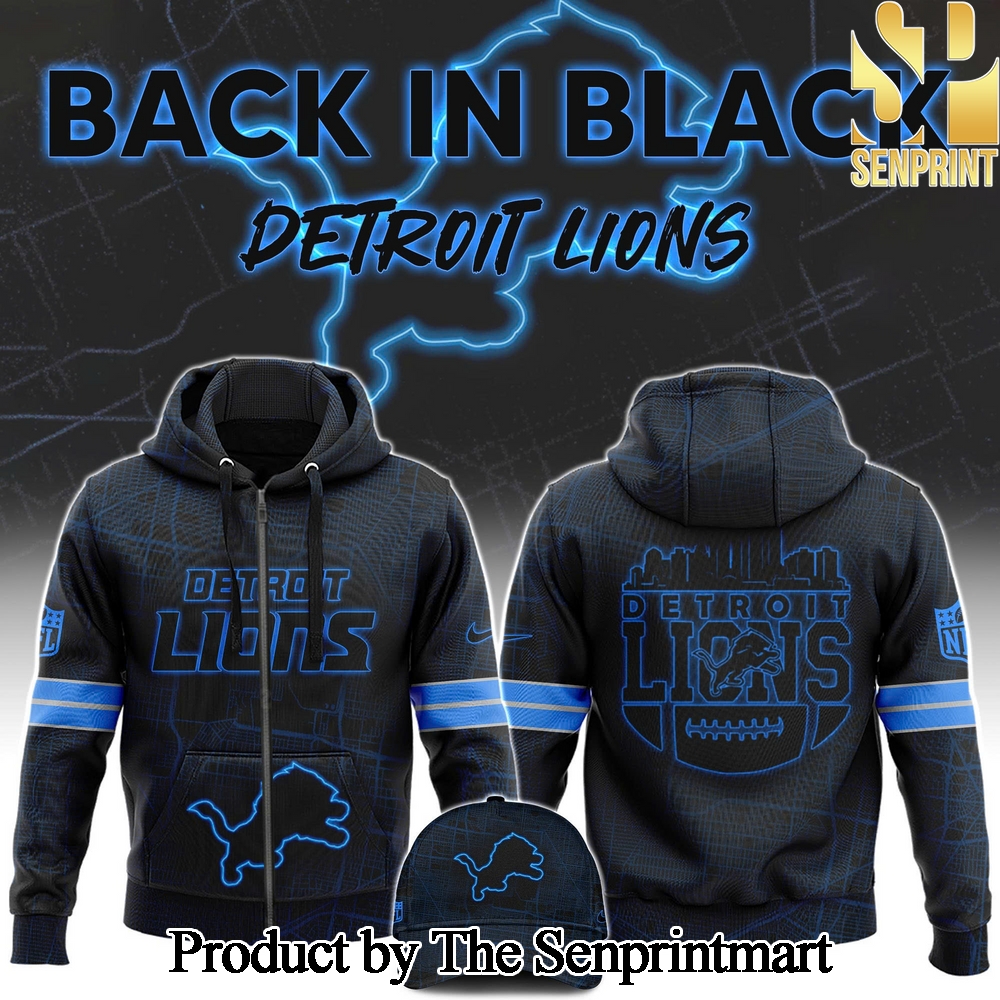 Detrois Lions 2024 Back In Black For Fans Zip Hoodie SEN0232