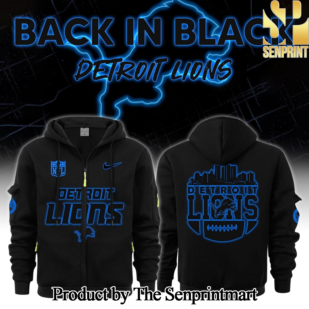 Detrois Lions 2024 Back In Black Half-Zip Hoodie SEN0222