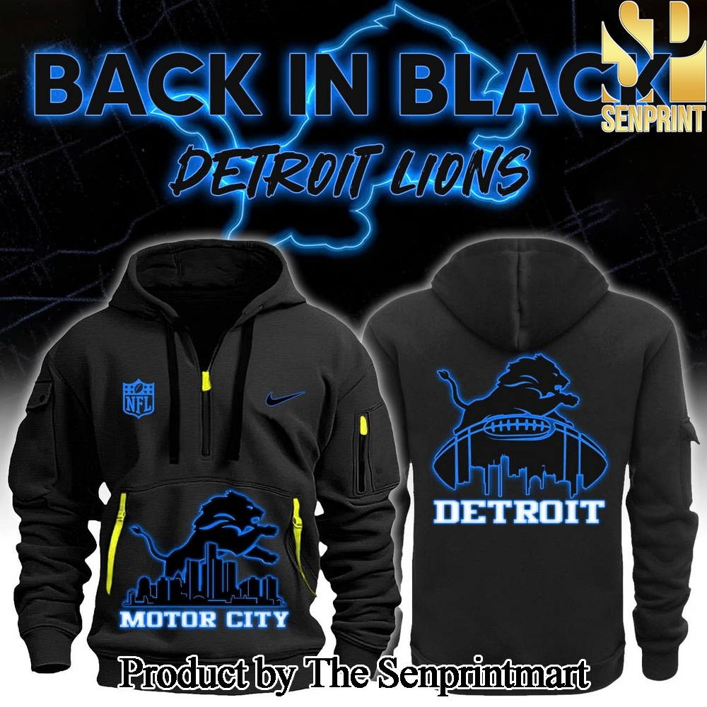 Detrois Lions 2024 Back In Black Half-Zip Hoodie SEN0239