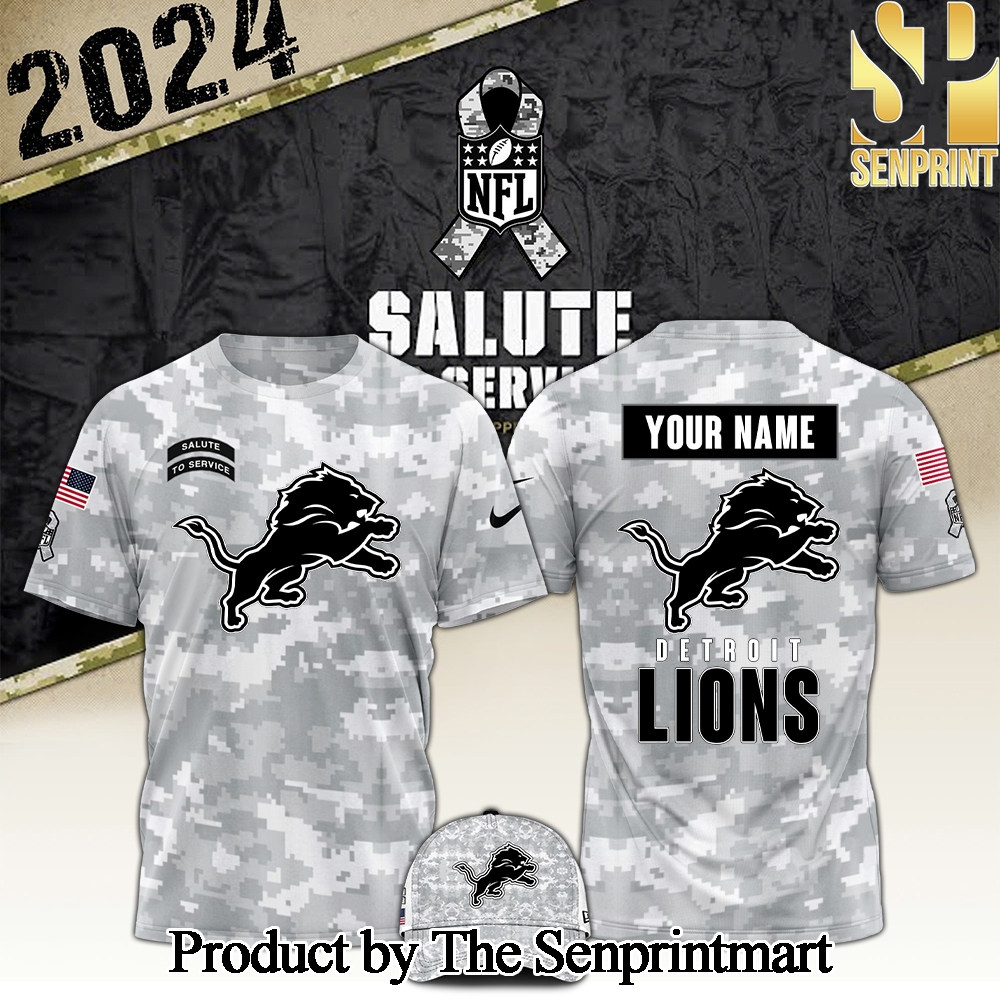 Detroit Lions For Sport Fans T-shirt Camo 2024 Salute to Service Club SEN0254