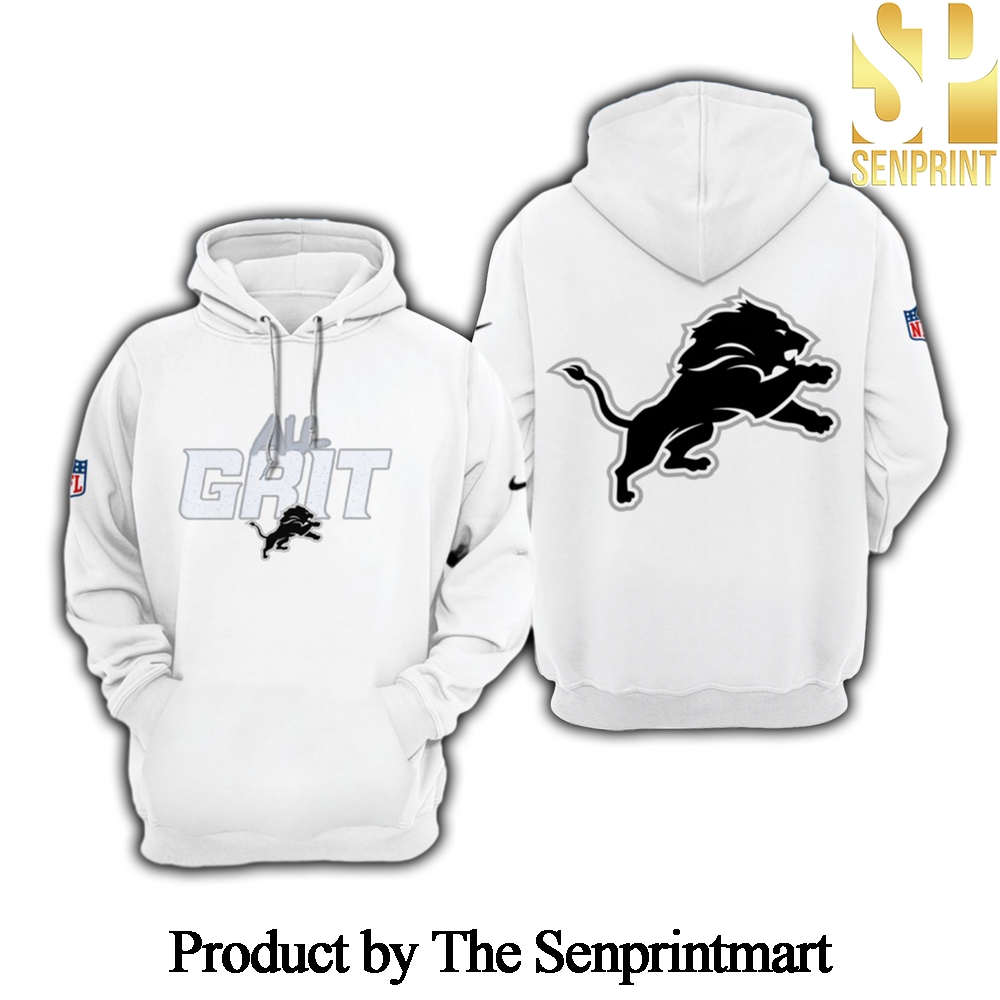 Detroit Lions GRIT For Sport Fans All Over Printed White Hoodie SEN0261