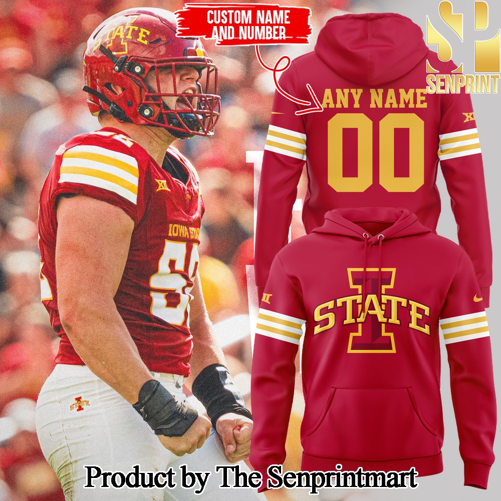 Iowa State Football Gift Ideas 3D Hoodie Custom Name and Custom Number SEN0456