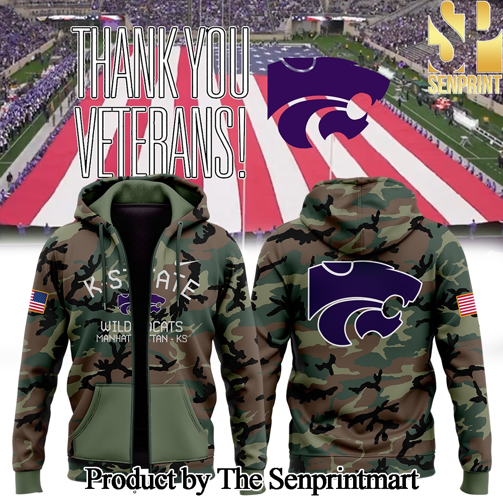 Kansas State Wildcats football 2024 Military Appreciation For Fans Zip Hoodie SEN0376